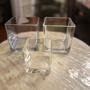 Trio of small glass vases